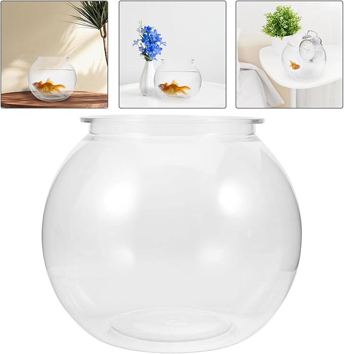 Plastic Goldfish Tank Desktop Aquarium Fish Bowl Portable Large Round Fish Bowl for Home Decor and Office Use