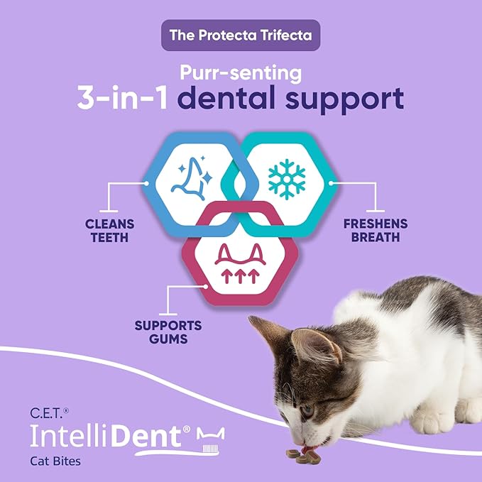 Virbac C.E.T.® INTELLIDENT® Cat Bites for Dental Care | Healthy Teeth and Gums | Fresh Breath,Chicken Flavor,(Pack of 2)