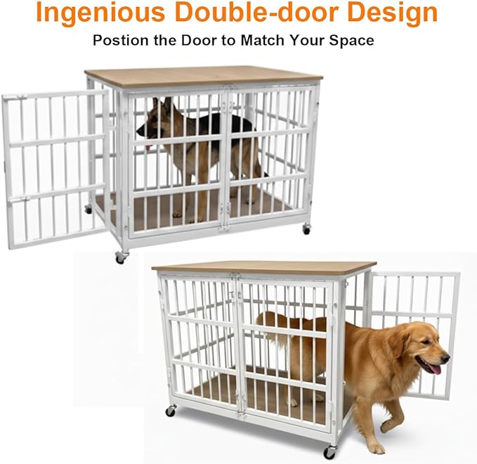 38 inch Dog Crate Furniture, Heavy Duty Dog Kennel Indoor for Large Dogs, Escape-Proof and Chew-Proof Wooden Dog Cage for high Anxiety Dog, Decorate House as TV Stand, End Table