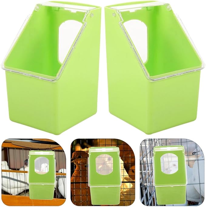 FRCOLOR 4pcs Hanging Pigeon Feeder Bird Cage Feeder with Lid Green Single Hole Bird Food Dispenser for Feeding and Watering Supplies