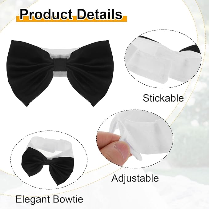 2 Pcs Cat Collar with Bowtie, Adjustable Necktie Tappy Cat Tie, Cats Bowtie, Formal Dog Tux with Hook-Loop Closure for Small Dogs Cats Wedding Party Photo Costume Attire