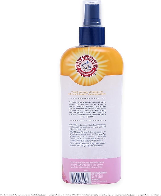 Arm & Hammer for Pets Super Deodorizing Dog Spray with Baking Soda for Odor Control, Freshens Coat Between Baths, pH Balanced Formula for Dogs, 8 Fl Oz - 2 Pack