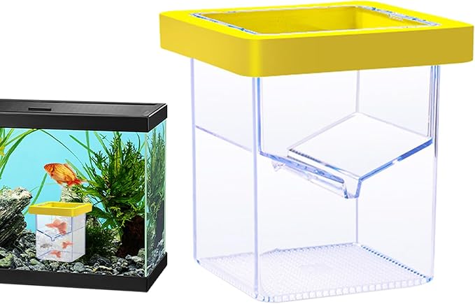 Fish Tank Breeder Box – Suction Cup Isolation Container | Divider Hatchery Unit for Acclimating Raising Fry, Aquarium Setup Accessory for Separating Injured or Aggressive Aquatic Species