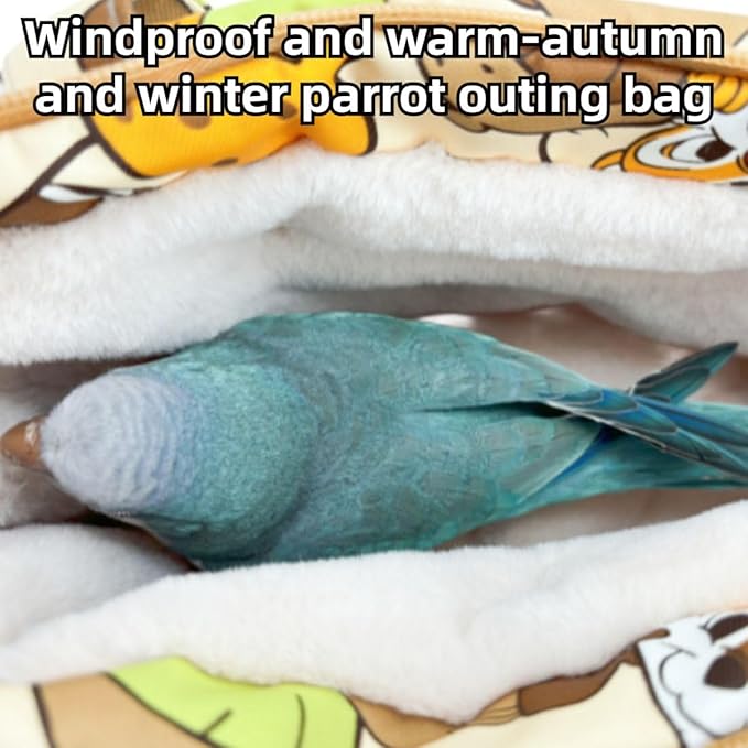 Warm Bird Carrier Bag for Winter Shoulder/Hand Bag Outdoor Portable Travel Carrier with Air Holes for Parakeets Lovebirds Conures Quarkes Caique (Grey,Medium)