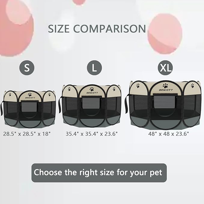 Pet Playpen, Foldable Dog Playpens, Portable Exercise Kennel Tent for Puppies/Dogs/Cats/Rabbits, Dog Play Tent with Removable Mesh Shade Cover for Travel Indoor Outdoor Using