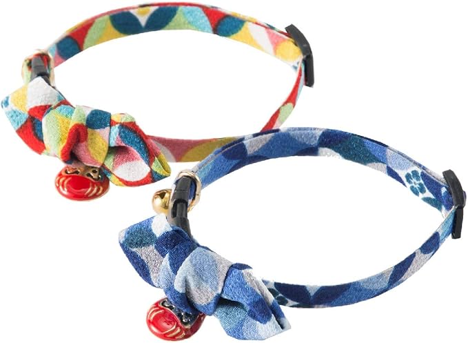 Necoichi Daruma Charm Bow Tie Cat Collar (Red)