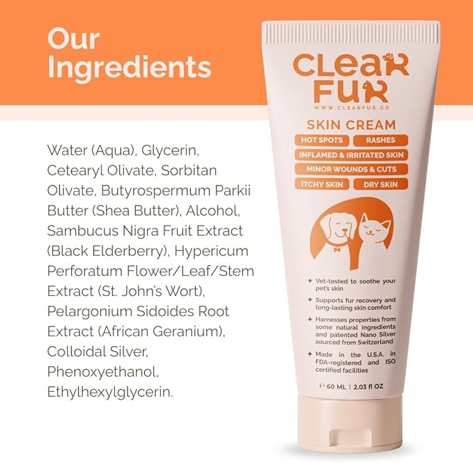 Hot Spot & Itch Relief Skin Cream for Dogs & Cats | Fast & Lasting Relief | Treats the Source | Natural Ingredients & Colloidal Silver | Vet-Recommended | Safe & Non-Toxic | Made in USA (2oz)