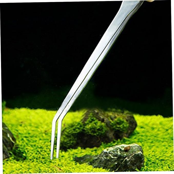 3pcs Curved Tip Aquatic Plant Tweezers Stainless Steel Tongs for Fish Tank Plants Ergonomic Design for Easy Trimming Tool for Aquarists