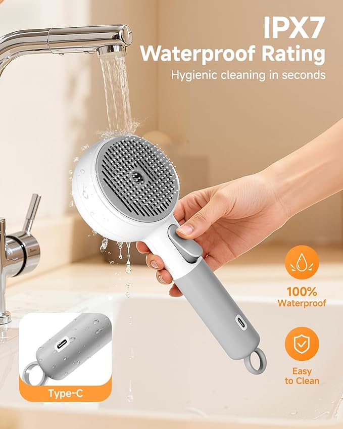 Pet Spray Brush for Cats & Dogs, 3-in-1 Grooming Tool with Steam Mist, 2-Speed Spray Settings, Removes Dander & Deshedding, One-Touch Self-Cleaning Hair Brush, for Long Short Hair Pets