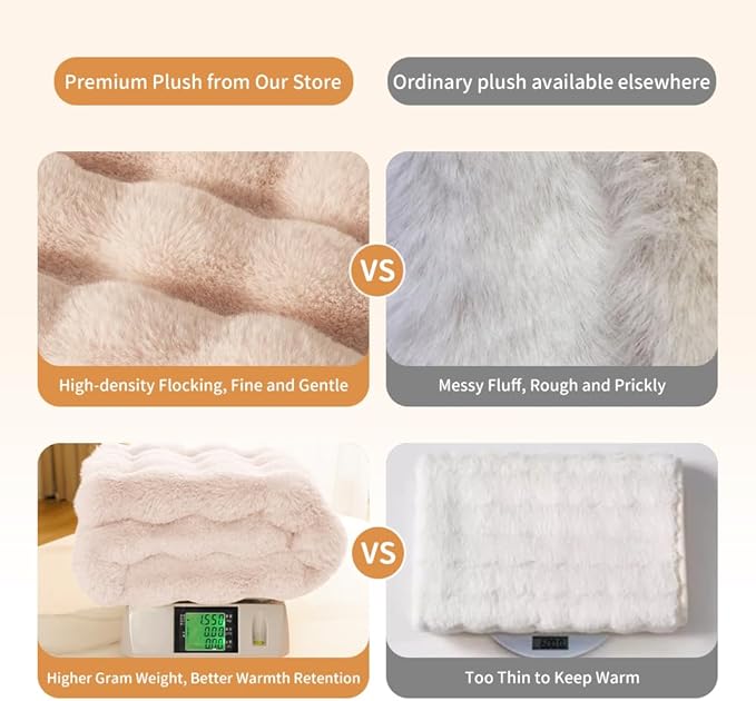 Self-Warming Cat Blanket for Indoor Cats & Small Dogs, Dual-Side Sherpa Plush Throw, Anti-Static Shared Couch Mat for Crate & Travel, Machine Washable No Shrink, 28x22 Inch White