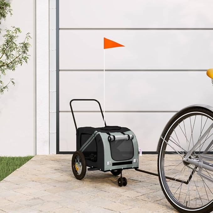 Pet Bike Trailer for Small Dogs, Durable Oxford Fabric with Weatherproof & Scratch-Resistant Design, Zippered Doors and Mesh Windows for Safe Outdoor Rides