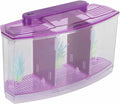 GLOGLOW TripleChamber Fish Breeder Box for Aquarium, Breeding Tanks Transparent LED Acrylic Small Fishes Breeding Isolation Box with Six LED Lights and Water Change Valve Breeder (Purple)