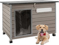 Dog House Outdoor,Chew-Proof Iron Frame Dog Kennel Weatherproof Natural Fir Wood Dog Houses with Removable Floors,Easy Assembly (34" L X 22" W X 25" H)