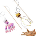 NOWFRESH Cat Wand Toy Set, 2 PCS Interactive Cat Teaser Wands with Cute Octopus & Lion Designs, Equipped with Bells and Streamers to Captivate Your Cat’s Attention
