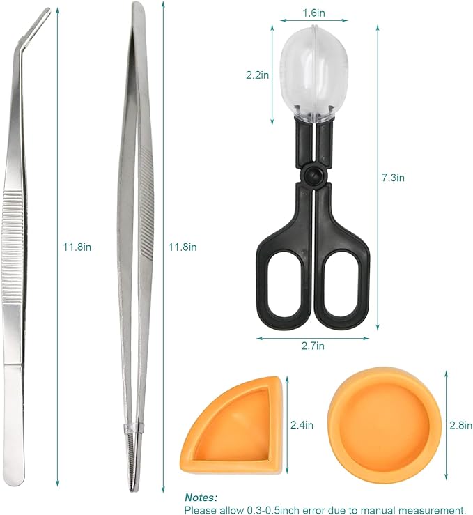 2Pcs Stainless Steel Feeding Tongs, Reptile Feeding Tweezers Long Handle Feeder Tools, Bug Feeding Clamp Cricket Tongs for Fish Aquariums, Reptiles Snakes Lizard Gecko Spider and Bird (Set 1)