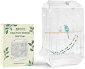 Clear View Bird Cage, Indoor & Travel Small Birdcage for Parakeet, Parrot, Budgies, Cockatiels, Canary |Easy Clean Safe Materials (White, Medium)