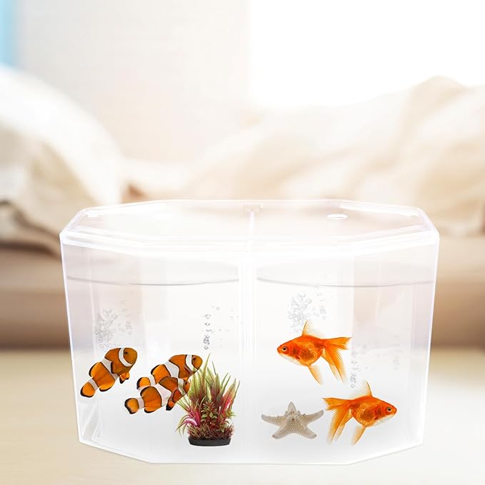 POPETPOP Mini Acrylic Fish Breeding Tank: Transparent Fish Breeding Box with Divider - Small Aquarium for Shrimp