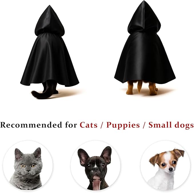 Black Bat Cat Cloak and Costume, Funny Bat Mask Cloak, Halloween, Clothes and Accessories for Cats