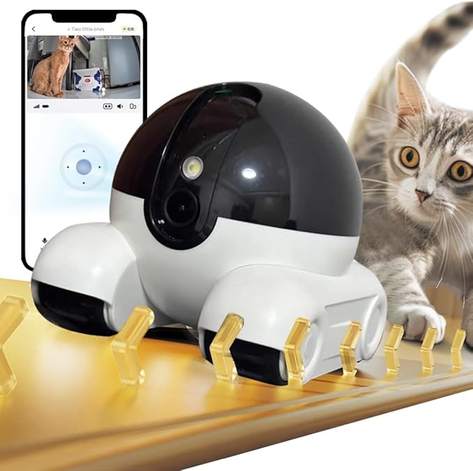Camera for pet Home Security Camera Wireless Camera for 1080P Video with Self Charging, 2 Way Talk, Wireless APP Remote Control Baby Monitor The Dog Camera(Cream)