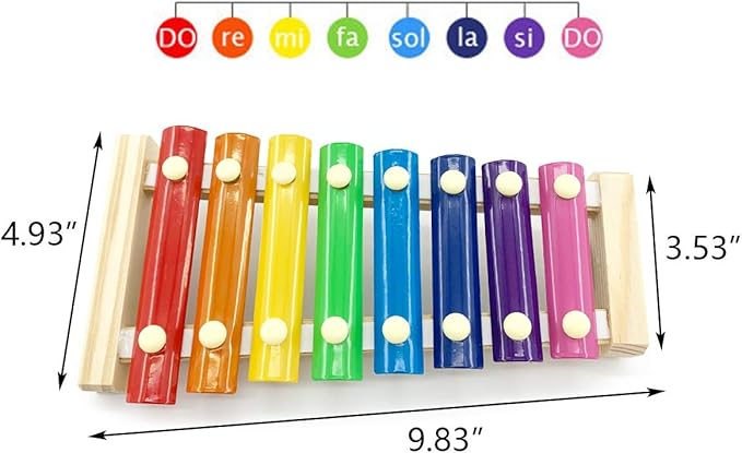 Vehomy Chicken Xylophone Toy for Hens Wood Xylophone Toy with 8 Metal Keys Chicken Coop Pecking Toy Chicken Coop Pecking Toy