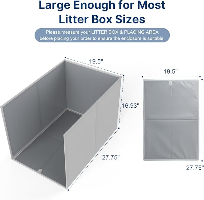 28"L × 20"W × 17"H Foldable Cat Litter Box Enclosure, All-in-One Litter Box Splash Guard for Large Litter Pan, High Sided Litter Box Shield with Removable Mat, Easy to Clean, No Mess, Odorless