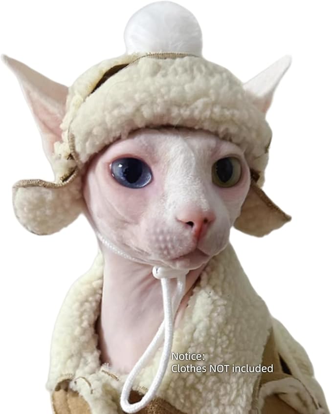 Cat Hats for Cats Only, Warm Cat‘s Beret Hat with Ear Holes, Pilot Cap Tiny Pets Party Costume, Cat Headwear Mini Hat SnugFit Sliding Toggles for Best Fit (Classic, Small (4-9.9 lbs))