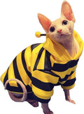 QBLEEV Sphynx Cat Clothes Honeybee, Cat Costumes for Cats Only, Hairless Cat Sweaters Warm Kitten Pullover Shirt, Cat's Pajamas Jumpsuit Apparel, Cat Outfits for Male Female Cats