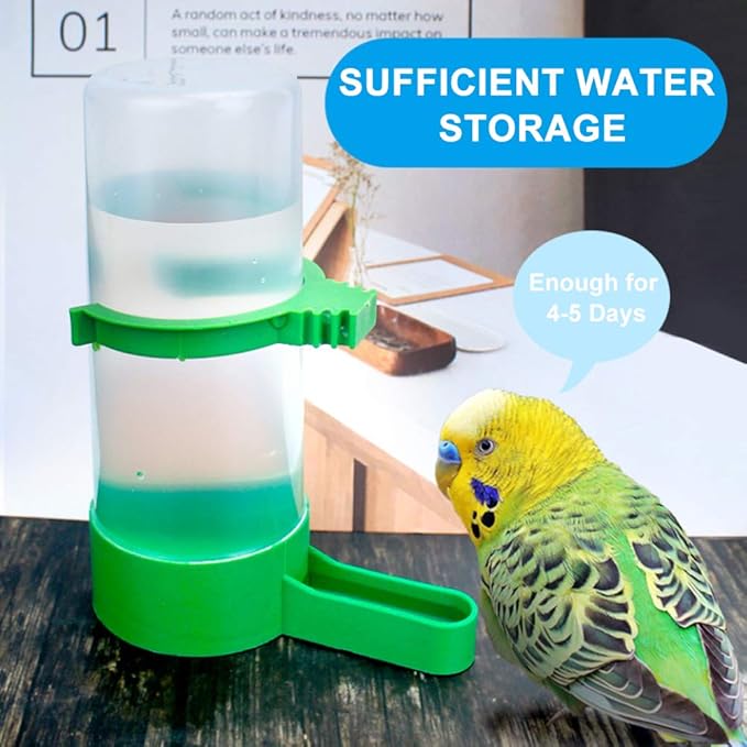 2PCS Automatic Bird Water Dispenser with 1PCS Food Feeder for Cage Pet Parrot Budgie Lovebirds Cockatiel (2pcs 60ml + 1pcs 150ml)