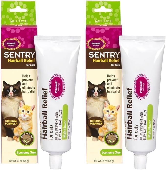 Sentry PET Care Hairball Relief for Cats,Malt Flavor,4.4 Ounces,(Pack of 2)