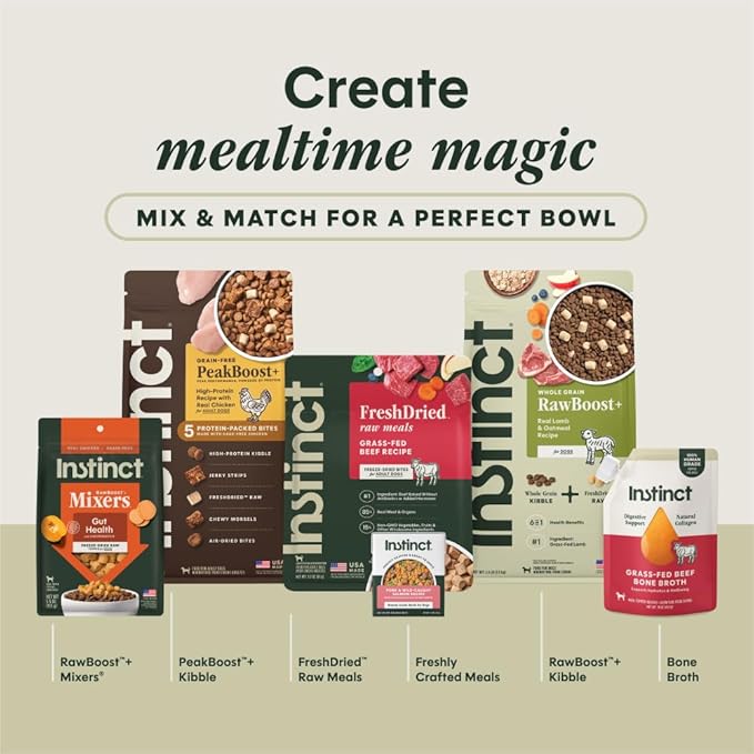 Instinct Freeze-Dried Meals, FreshDried Bites, Natural Dog Food, Grain-Free - Grass-Fed Beef, 3 oz. Bag