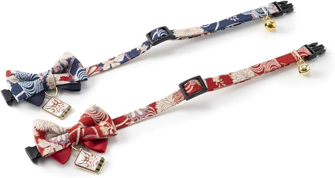 Necoichi Kabuki Charm Bow Tie Cat Collar (Red)