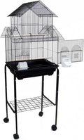 YML 5844 3/8" Bar Spacing Pagoda Bird Cage with Stand, 18" x 14"/Small, Black