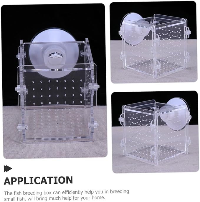 Luxshiny Aquarium Fish Isolation Box Acrylic Breeding Tank 8x8x8.8cm Fish Tank Separator for Betta Guppies Shrimp Breeding and Incubation