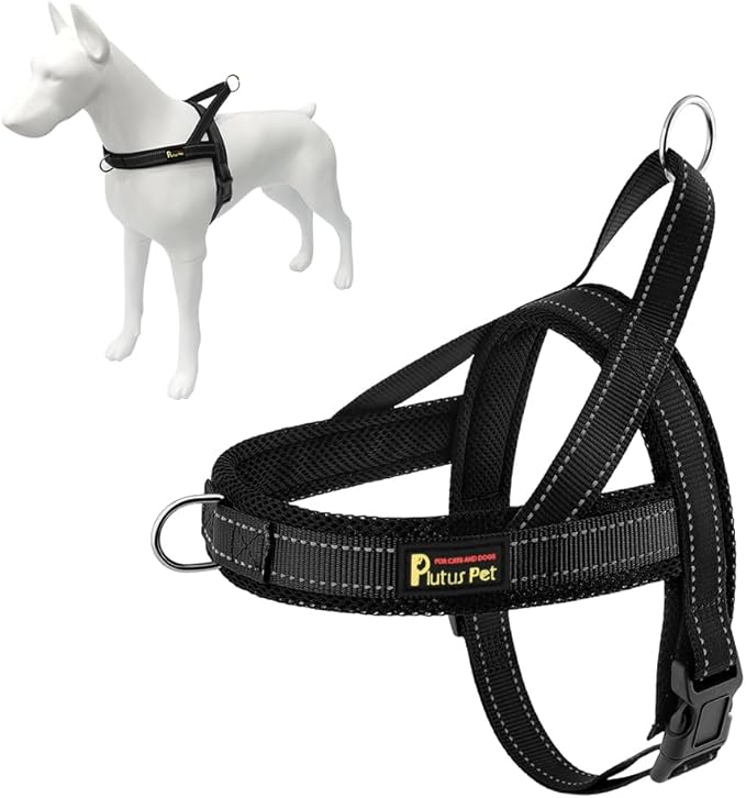 Plutus Pet No Pull Dog Harness with Breathable Mesh Padded, Adjustable Reflective Escape Proof Dog Harness, Quick Fit Dog Vest Harness for Small Medium Large Dogs(XS, Black)