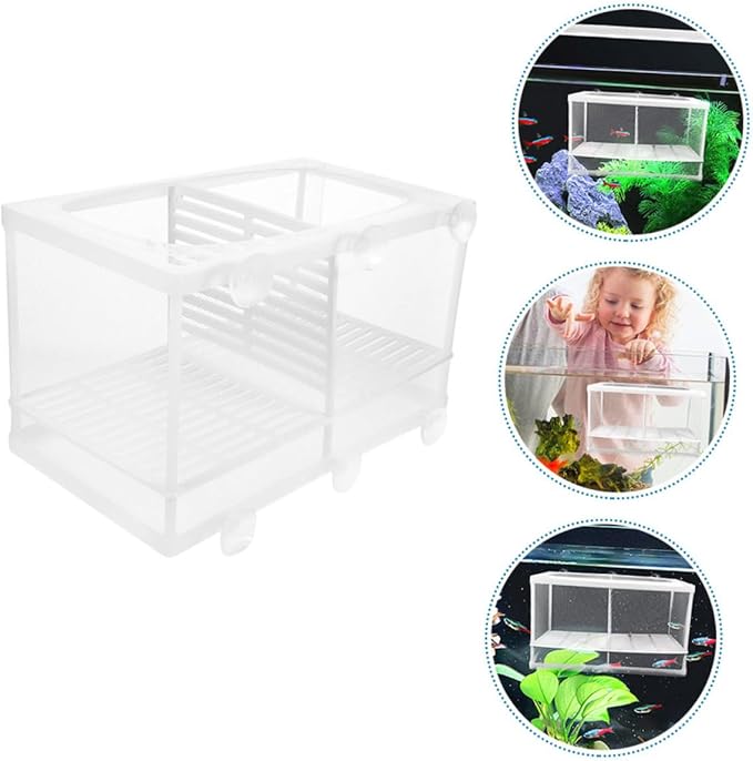 Aquarium Fish Breeding Box with Divider Fish Net for Fry Hatching Durable Separation Net Increases Survival Rate