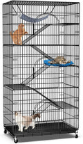 PawGiant 6-Tier Large Cat Cage Playpen, 72-inch Indoor/Outdoor Enclosure with 3 Doors, Hammock, Suitable for Cats, Kittens, and Small Animals