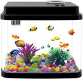 Mini Aquarium Fish Tank,1 Gallon Fish Bowl with Adjustable 6-Color LED Lamps,Filtration,Oxygenation,Water Circulation 3 in 1 Pump,DIY Ocean Stickers, Excellent Gifts for Children and Adults