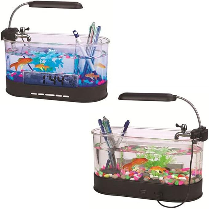 Modern Home USB Desktop Aquarium with Light/Clock Organizer