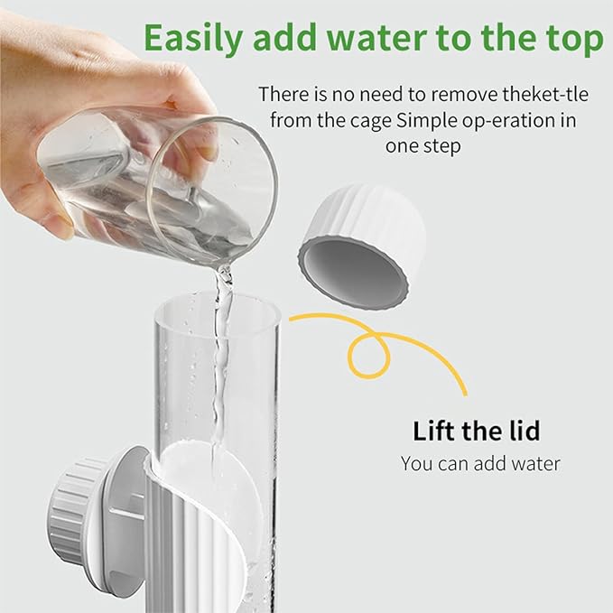 9.4 Fl Oz No Mess Bird Water Dispenser, Automatic Parrot Water Feeder with Spring Valve, Clear Cage Water Drinker for Parakeets Cockatiels Budgies Finch Lovebirds & Canary (White, 9.4 fl oz (280ml))