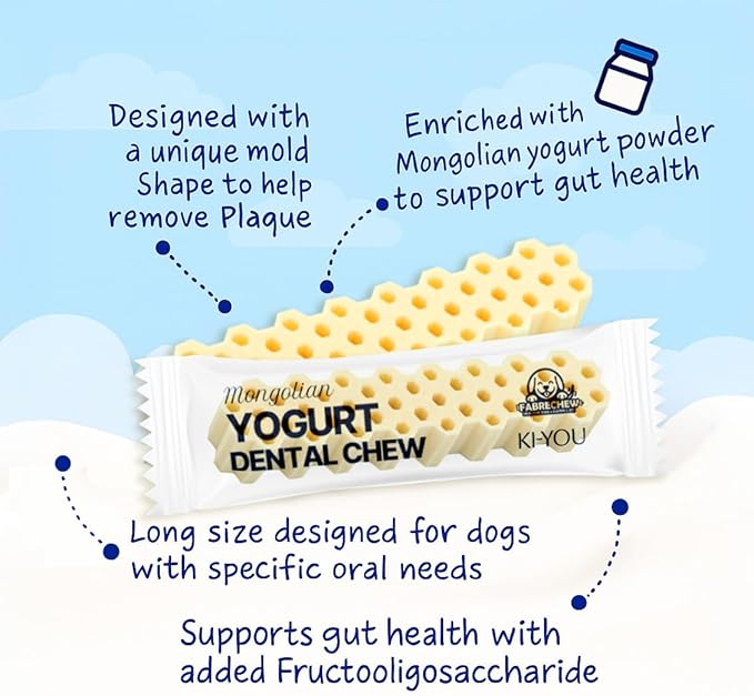 Dog Gut & Immune Health Bundle – Mongolian Yogurt Dental Chews (Probiotic & Prebiotic) + Fucoidan Superfood Supplement for Digestive Support & Vitality