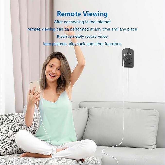 160° Wide Angle 4K HD Charger Camera,Security Indoor Camer a,Outlet Cameras,Nanny Camera for Home/Office/Pet/Indoor,Camera Outlet with Motion Detection,Pet Monitor Cameras (CAM WHH)