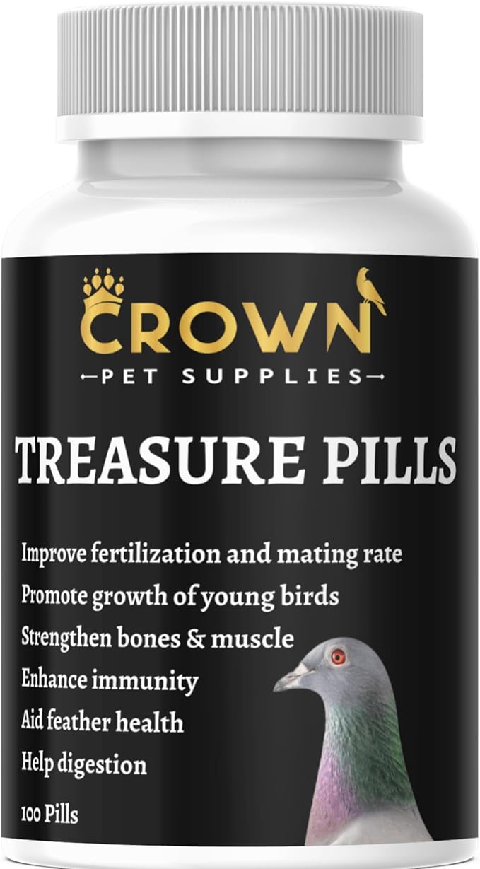 Treasure Pills for Pigeons – Fertility Support, Growth Booster & Immune System Enhancer – Natural Supplement for Racing, Breeding & Young Pigeons – Vitamins for Health & Performance