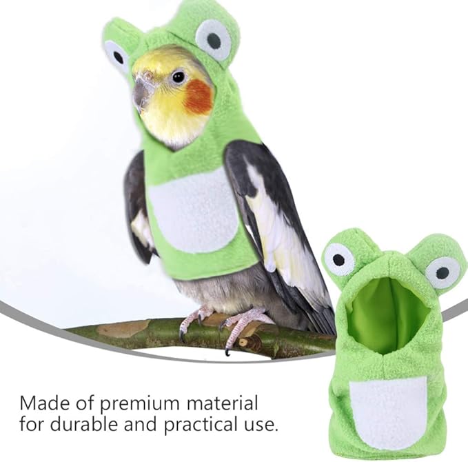NUOBESTY Bird Diaper Flight Suit Parrot Frog Costume Pet Small Animals Clothes Parakeet Cockatiel for Festival Home Party Halloween S Green