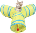 3 Way Cat Tunnel Collapsible Fun Pet Play Tube Toys for Cats, Kittens, Puppies & Rabbits - Portable Tunnel with Hanging Ball for Indoor Play, Hideout & Exercise