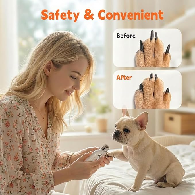 2-in-1 Dog Nail Clipper & Nail Grinder with 2 LED Lights Splash Guard for Large Medium Small Cats Dogs Pets Paw Trimmer Claw Grinders USB Rechargeable (Green)