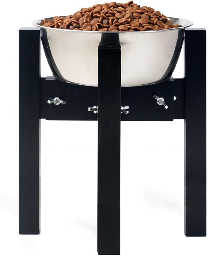 Elevated Dog Bowl Stand,Adjustable Dogs Food Stand for 7”-10” Bowls,Single Cat Water Bowl Holder 10” Tall for Medium Dogs Black