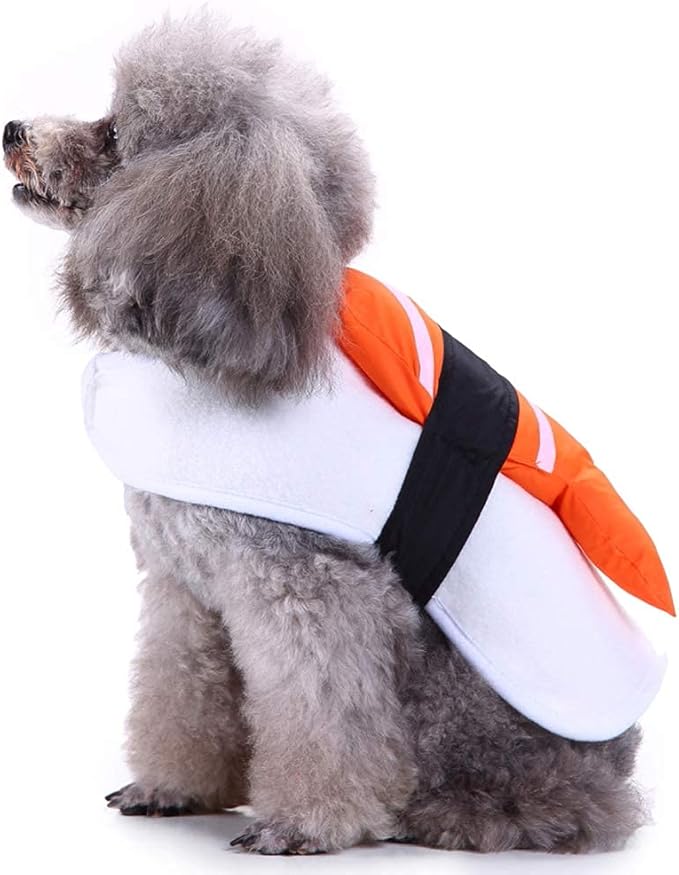 Halloween Fancy Fleece Dogs Cats Warm Costumes Coat Shrimp Sushi for Teddy, Pug, Chihuahua, Shih Tzu, Yorkshire Terriers, Papillon V-Sushi S