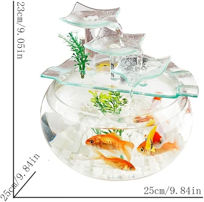 Aquarium Goldfish Bowl Fish Tank Goldfish Flowing Water Ornament Glass Mini Desktop Home Living Room Aquarium Starter Kits Fish Tank Decorations (Color : C)
