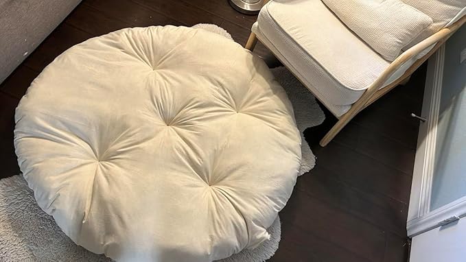 Round Dog Bed Insert Natural – Muslin Cotton Cover with Raw Cotton Filling, Breathable, Plastic-Free, Replacement Cushion (XX Large 50" x 4")