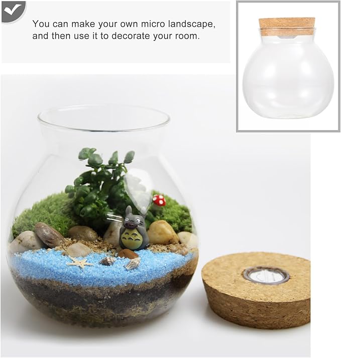 Fish Tank Glass Bottle with Led Light - 1 Gallon Glass Aquarium for Betta Fish, Modern Design with Adjustable Brightness